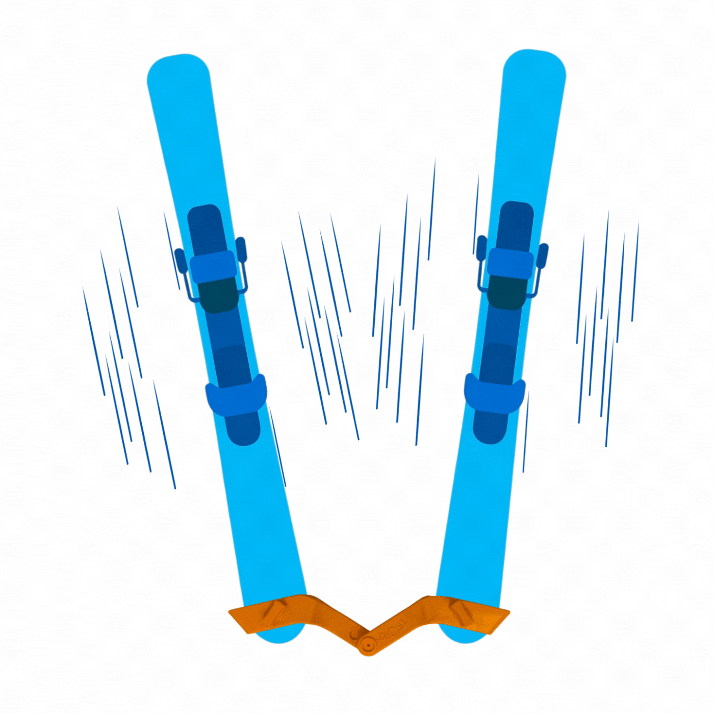 Glisser : Les spatules restent reliées pour les premières glisses.